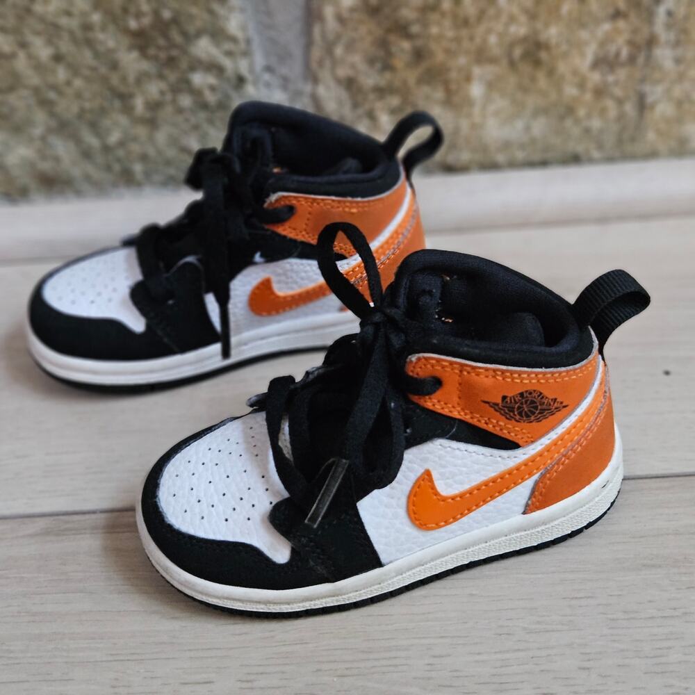 Nike Air Jordan 1 Mid TD Shattered Backboard Orange Black Sneakers Toddler 6C